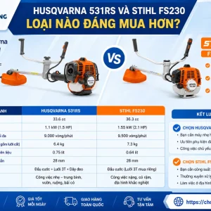 Máy cắt cỏ Husqvarna 531RS: 1.2kW, động cơ 33.6cc