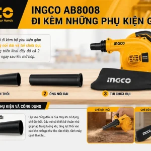 Máy thổi bụi Ingco AB8008: Công suất 800W, hút thổi 2 chiều