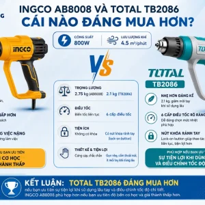 Máy thổi bụi Ingco AB8008: Công suất 800W, hút thổi 2 chiều