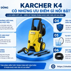 Máy rửa xe Karcher K4: 1800W, áp lực 130 bar