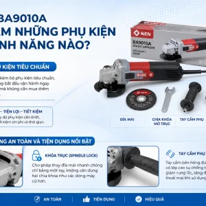 Máy Mài Góc Ken BA9010A: 100mm, Không Chổi Than 12.000 Vòng/Phút