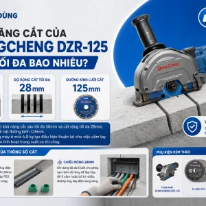 Máy cắt rãnh tường Dongcheng DZR-125: 5 lưỡi, 3000W