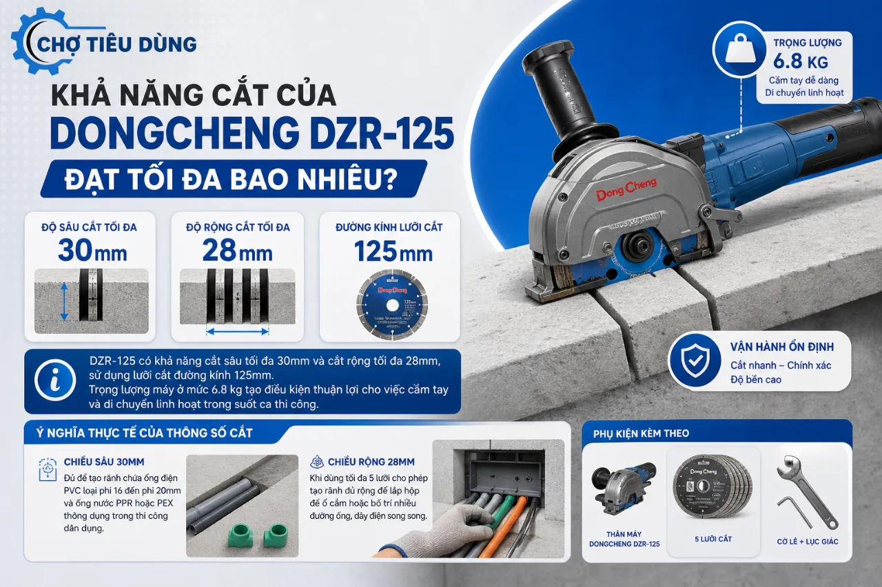 Khả Năng Cắt Của Dongcheng DZR-125 Đạt Tối Đa Bao Nhiêu?