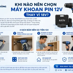 Máy Khoan Pin Ken BL6212CB: 12V, Lực Siết 30Nm