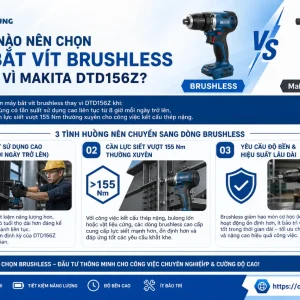 Máy bắt vít Makita DTD156Z: 18V, 155Nm, thân gọn 143mm