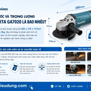Máy mài Makita GA7020: 2200W tốc độ 8.500 vòng/phút