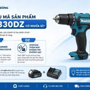 Máy khoan Makita HP330DZ: 10.8V, có búa, thân máy
