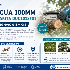 Máy cưa Makita DUC101SF01: Kèm pin sạc, lam 100mm