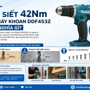 Máy Khoan Makita DDF453Z: 18V, Lực Siết 42Nm