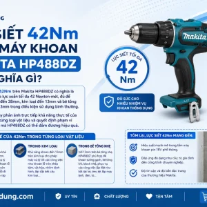 Máy khoan Makita HP488DZ: 18V, lực siết 42Nm