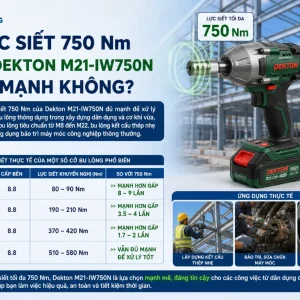 Máy Siết Bulong Pin Dekton M21-IW750N: 750Nm, 3 Cấp Tốc Độ