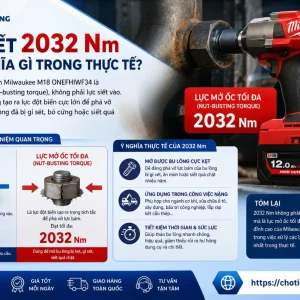 Máy siết bu lông Milwaukee M18 ONEFHIWF34: Lực mở 2032Nm, đầu 3/4