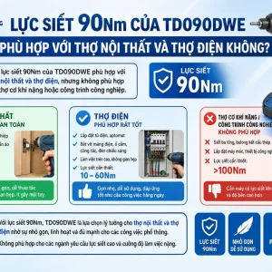 Máy bắt vít Makita TD090DWE: Dùng pin 10.8V, lực siết 90Nm