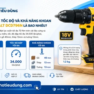 Máy khoan Dewalt DCD796N: 18V XR, Brushless, thân máy