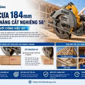 Máy Cưa DeWalt DW368: Cầm Tay: 2.200W, Lưỡi 184mm Cho Gỗ