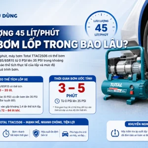 Máy bơm Total TTAC2506: 12V, bơm lốp ô tô, 120PSI