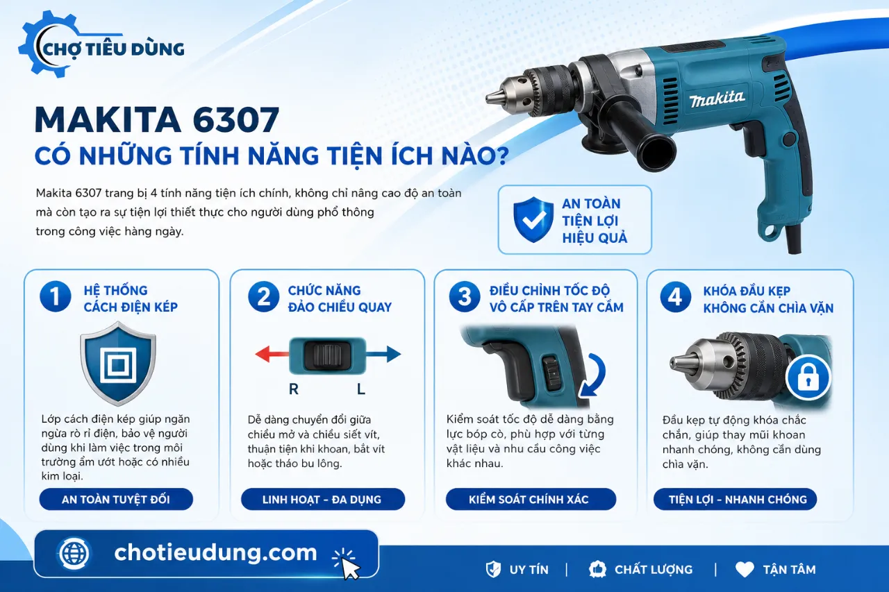 Makita 6307 Có Những Tính Năng Tiện Ích Nào?