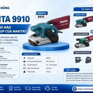 Máy chà nhám Makita 9910: 650W, băng 76x457mm