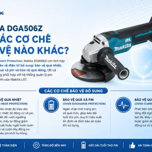 Máy mài góc Makita DGA506Z: 18V, BL, đá 125mm