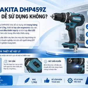 Máy Khoan Búa Vặn Vít Makita DHP459Z: 18V, 45Nm, Không Chổi Than