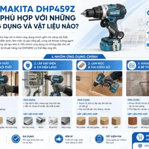 Máy Khoan Búa Vặn Vít Makita DHP459Z: 18V, 45Nm, Không Chổi Than