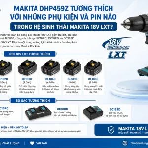 Máy Khoan Búa Vặn Vít Makita DHP459Z: 18V, 45Nm, Không Chổi Than