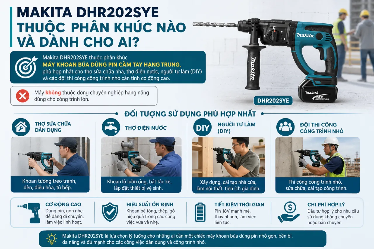 Makita DHR202SYE thuộc phân khúc nào và dành cho ai?