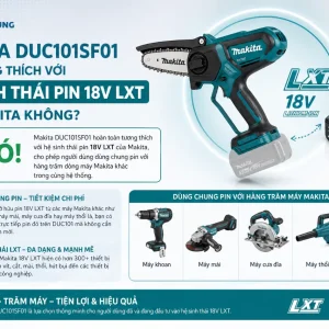 Máy cưa Makita DUC101SF01: Kèm pin sạc, lam 100mm