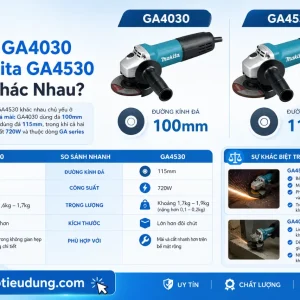 Máy Mài Góc Makita GA4030: 720W, Đá 100mm, Công Tắc Trượt Dễ Dùng
