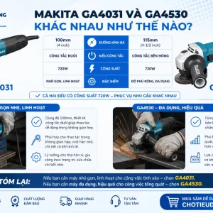Máy mài Makita GA4031: 720W, đá 100mm công tắc đuôi