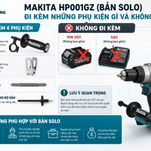 Máy khoan Makita HP001GZ: 40Vmax XGT, lực siết 141Nm