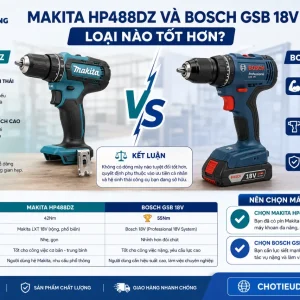 Máy khoan Makita HP488DZ: 18V, lực siết 42Nm