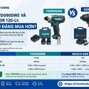 Máy bắt vít Makita TD090DWE: Dùng pin 10.8V, lực siết 90Nm
