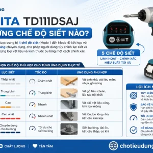 Máy vặn vít Makita TD111DSAJ: 12V, BL, lực siết 135Nm