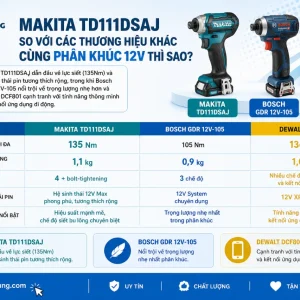 Máy vặn vít Makita TD111DSAJ: 12V, BL, lực siết 135Nm
