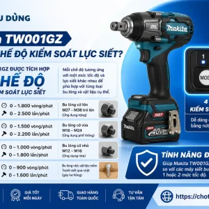 Máy siết bu lông Makita TW001GZ: 40Vmax, lực siết 1.800Nm