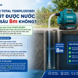 Máy bơm Total TGWPLI201801: Dùng pin 20V, đẩy 22m, 47L/phút