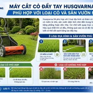 Máy Cắt Cỏ Đẩy Tay Husqvarna 54: Không Động Cơ, Cắt 40cm