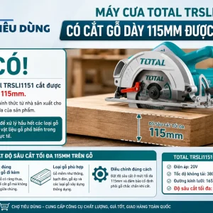 Máy cưa Total TRSLI1151: Dùng pin 20V, cắt gỗ 115mm, kim loại 8mm