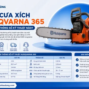 Máy Cưa Xích Husqvarna 365: Chạy Xăng: 3.4kW, Lam 20 Inch