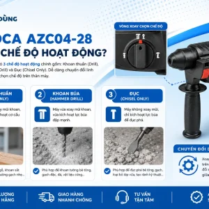 Máy khoan bê tông DCA AZC04-28: 820W, lực đập 3.3J