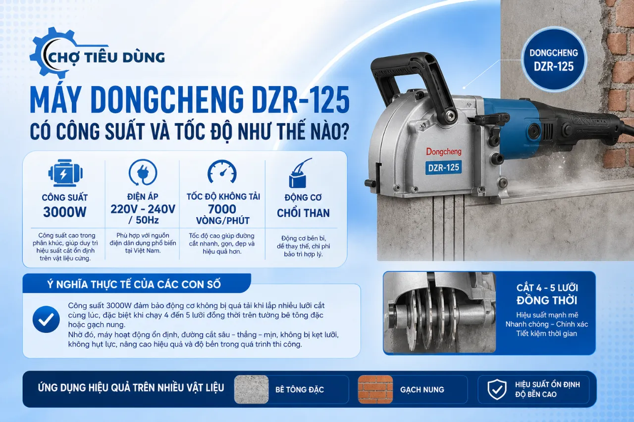 Máy Dongcheng DZR-125 Có Công Suất Và Tốc Độ Như Thế Nào?