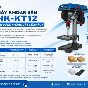 Máy Khoan Bàn Hồng Ký HK-KT12: Mũi 3-16mm, Hành Trình 80mm