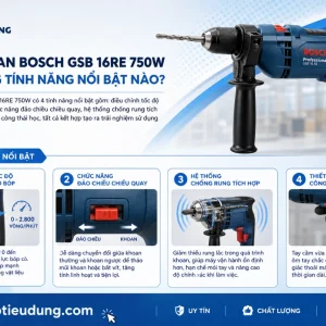 Máy Khoan Bosch GSB 16RE: Set 100 Chi Tiết, 750W