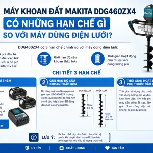 Máy Khoan Đất Makita DDG460ZX4: 18Vx2, Lực Xoắn 136Nm