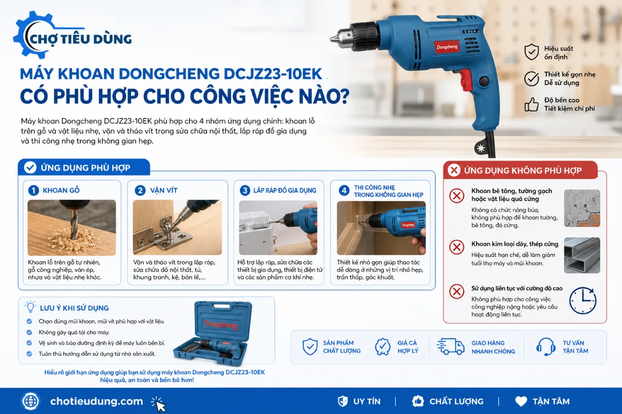 Máy Khoan Dongcheng DCJZ23-10EK Có Phù Hợp Cho Công Việc Nào?