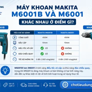 Máy Khoan Makita M6001B: 450W, Đầu Cặp 10mm Điều Tốc
