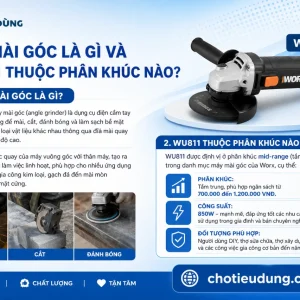 Máy Mài Góc Worx Green WU811: 750W, Đá 100mm, Thân Gọn