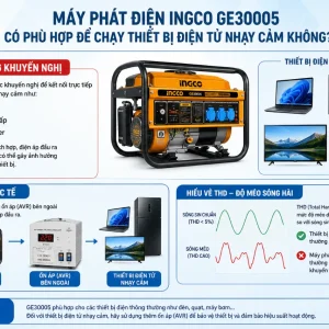 Máy phát điện Ingco GE30005: 2.8kW, chạy xăng