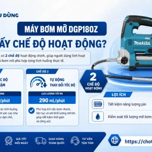 Máy bơm Makita DGP180Z: Dùng pin, 18V bơm mỡ, 10.000 PSI
